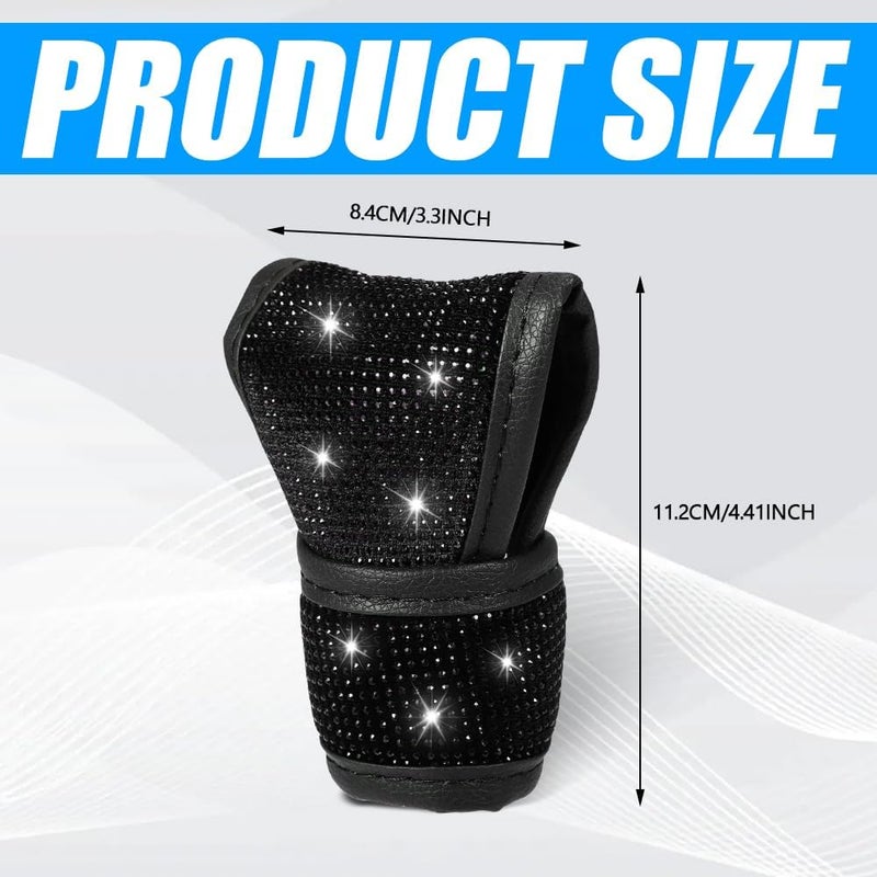 PACLVIO Bling Auto Gear Shift Knob Cover, Car Knob Gear Stick Protector, Auto Shift Gear Cover with Crystal Glitter Bling Rhinestones, Universal Vehicle Decoration Accessories for Women (Black) - Image 2